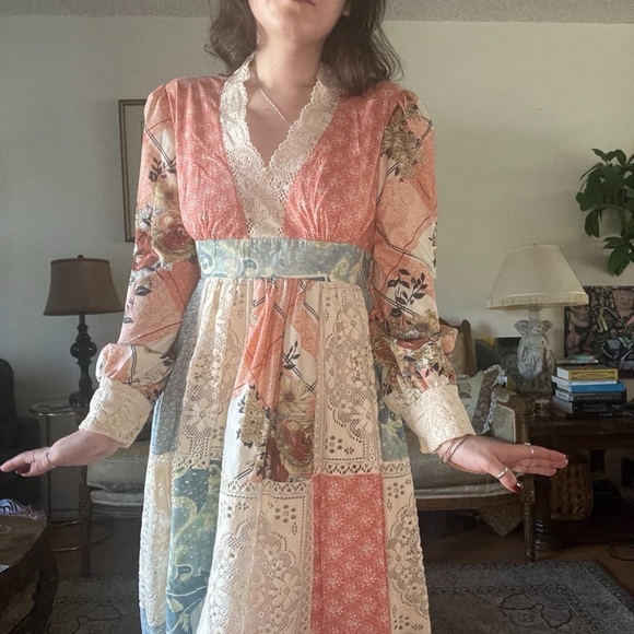 ‘70s Patchwork Prairie Dress - Picture 2 of 8